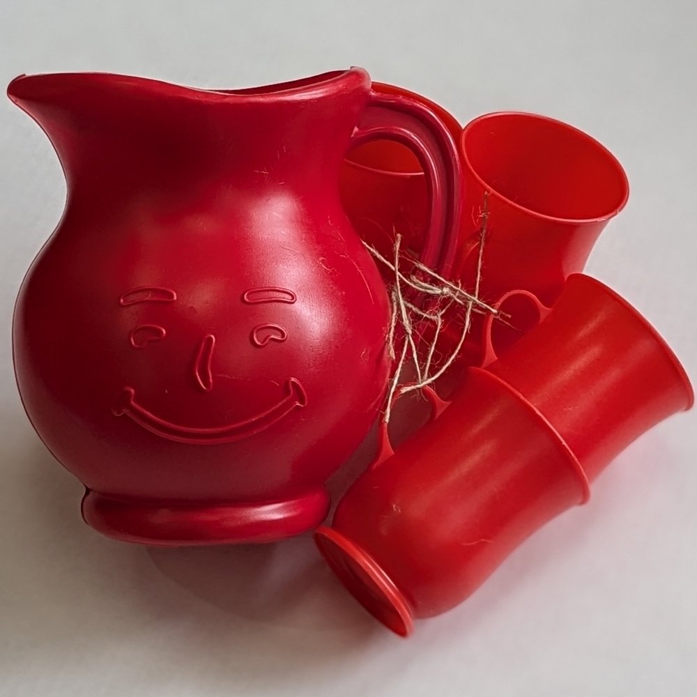 Vintage Red Kool-Aid Pitcher & Cups Set